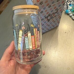 Colorful Book-Themed Glass cup